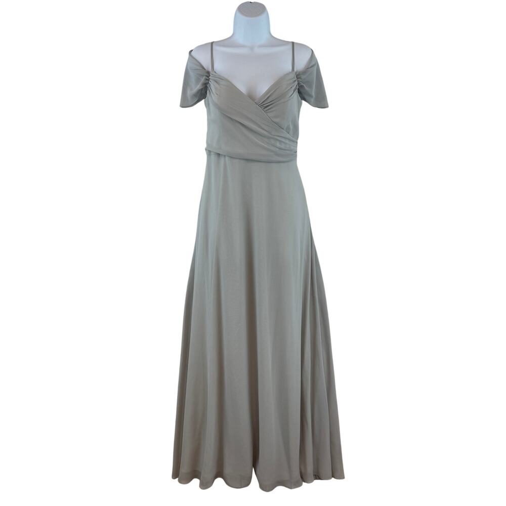 Birdy Grey Dove Gray Chiffon Devin Convertible Bridesmaid Dress With Slit Large - Picture 2 of 16